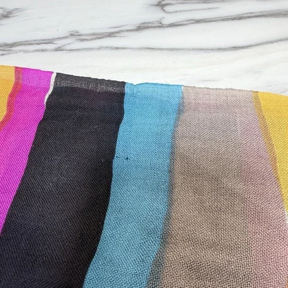 Kate Spade Geospade Abstract Artsy Art To Wear Fringe Long Scarf 80x23.5" - Picture 3 of 3